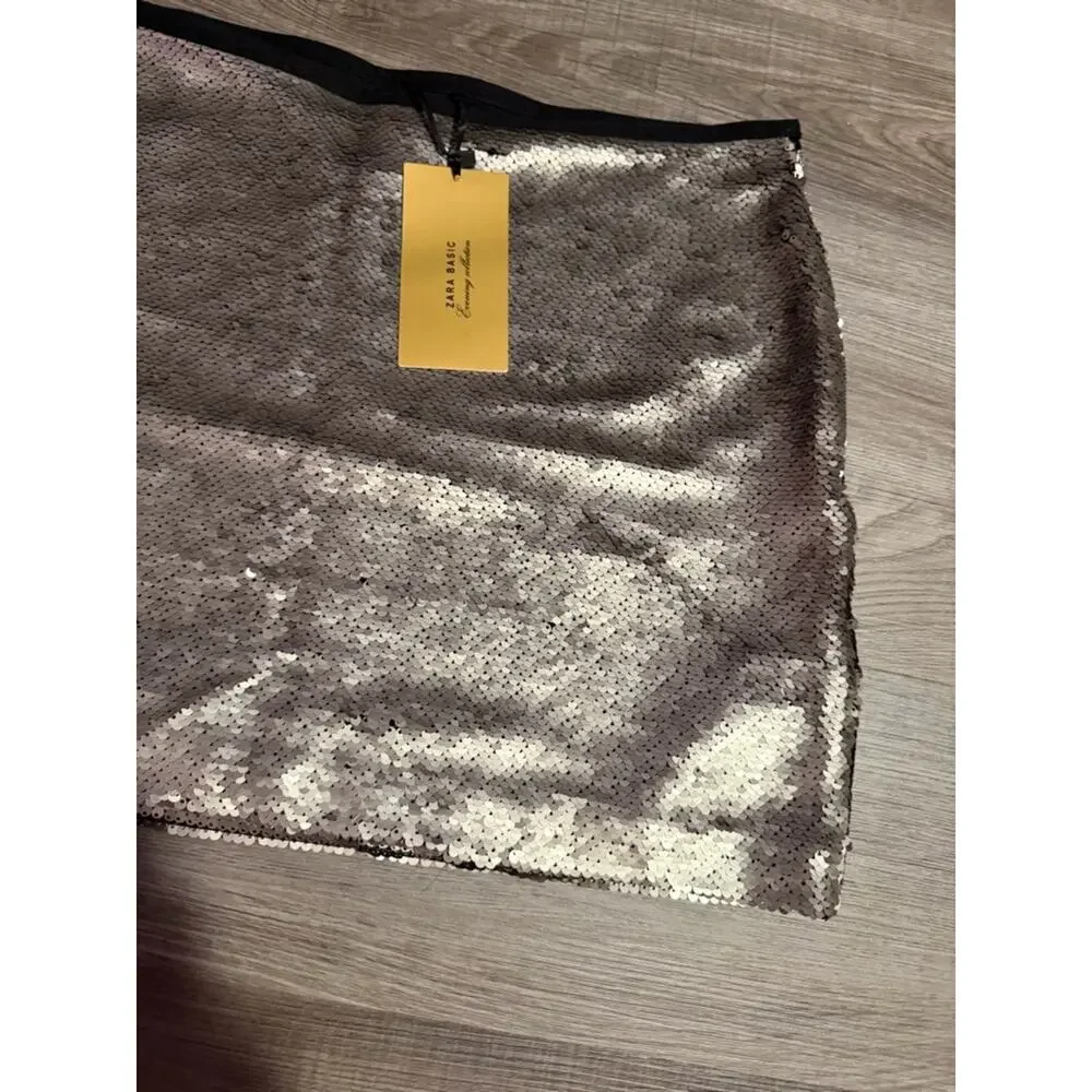 NEW Zara Sequin Mini Skirt Size Medium - Picture 7 of 8